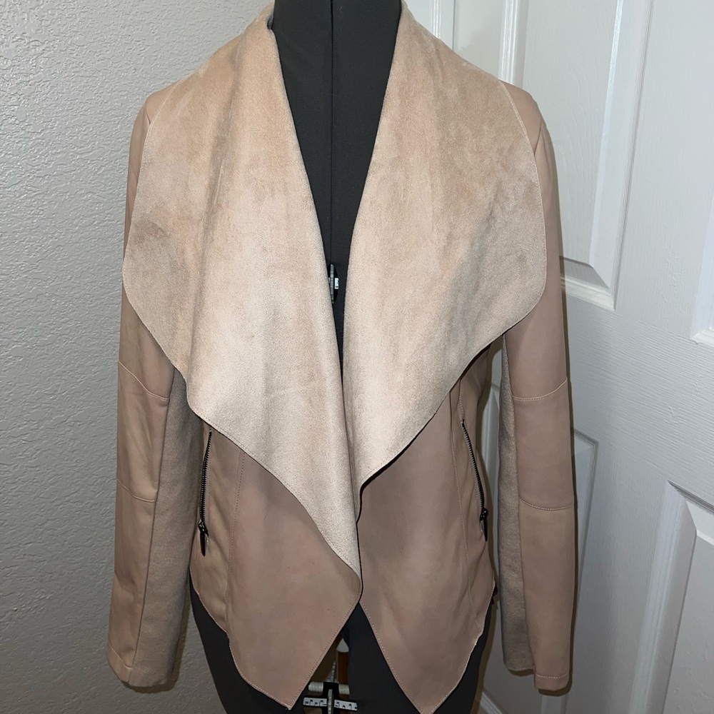 Soft pink suede and faux leather jacket